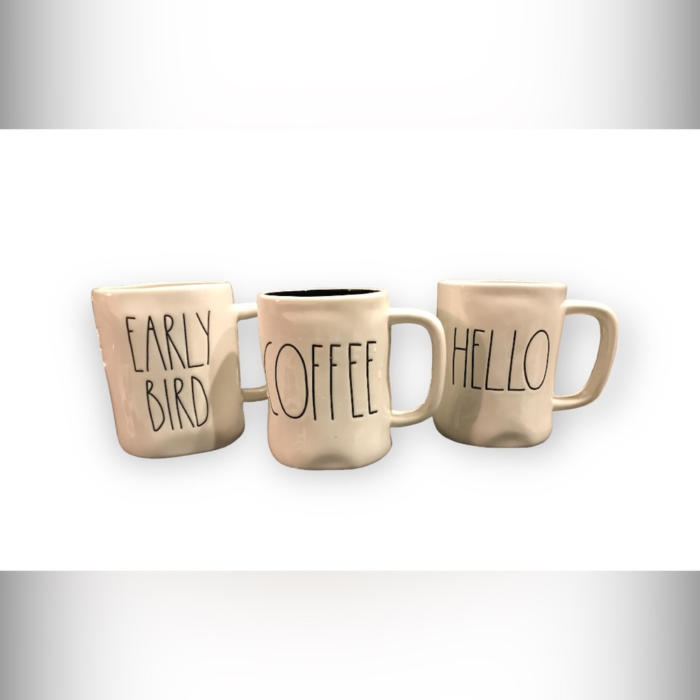 Rae Dunn Bundle: Early Bird Farmhouse Coffee Mug  / HELLO & COFFEE Coffee Mug